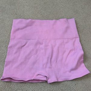 Pink short biker shorts
